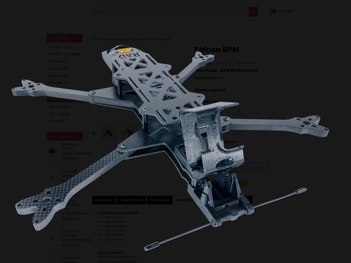 FalconRad Falcon RPM 7.5 inch frame kit AddictiveRC