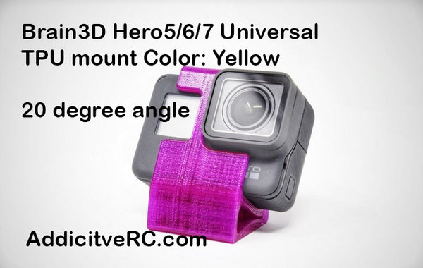 Brain3D Hero 5/6/7 Universal TPU mount Yellow 20 degrees angle