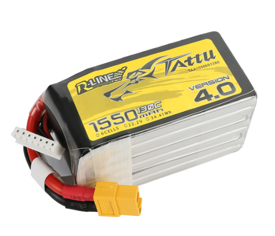 Tattu R-Line Version 4.0 1550mAh 22.2V 130C 6S1P Lipo Battery Pack