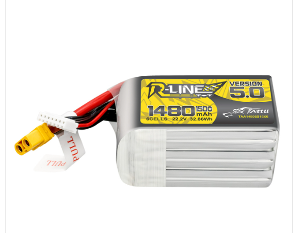 Tattu R-Line Version 5.0 1480mAh 6S 150C 22.2V Lipo Battery Pack with XT60 Plug