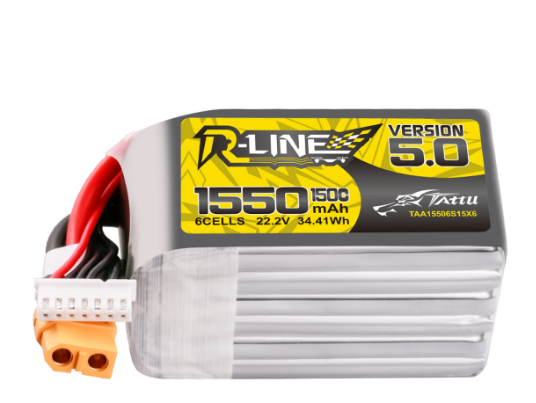 Tattu R-Line Version 5.0 1550mAh 6S 150C 22.2V Lipo Battery Pack with XT60 Plug