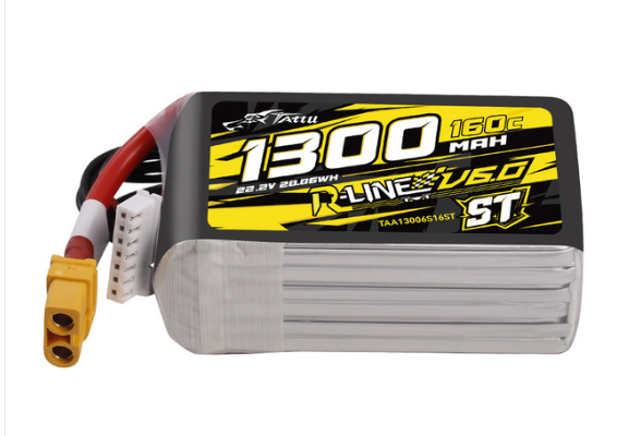 &nbsp;Tattu 1300mAh 6S 160C 22.2V R-Line Version 6.0 ST Lipo Battery Pack with XT60 Plug.