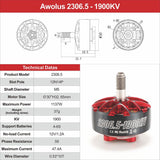 HGLRC Aeolus 2306.5 1900KV 6S  Brushless Motors (5pcs.)