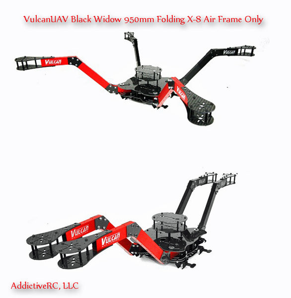 VulcanUAV Black Widow X8 950mm Folding Air Frame (No landing gear) Z-Arms (black)