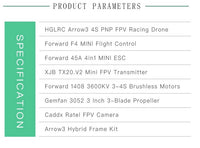 HGLRC Arrow3 4S PNP FPV Racing Drone 4S Version