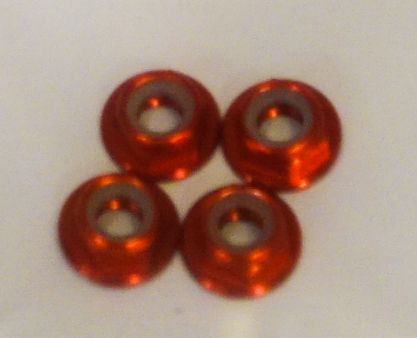 M5 Lock Nuts CW Flanged Nylon Insert Aluminum Alloy Self-Locking Nuts Red (4pcs.)