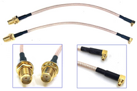 RF RG316 Pigtail SMA Female Antenna Connector to MMCX Male Coaxial Cable Adapter Right Angle (4 inch (10 cm)) 1pcs.