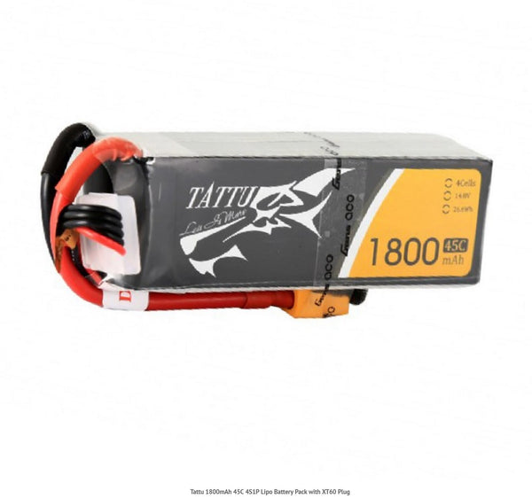 Tattu 1800mAh 45C 4S1P Lipo Battery Pack with XT60 Plug