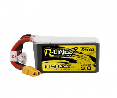 Tattu R-Line Version 3.0 1050mAh 22.2V 120C 6S1P Lipo Battery Pack with XT60 Plug